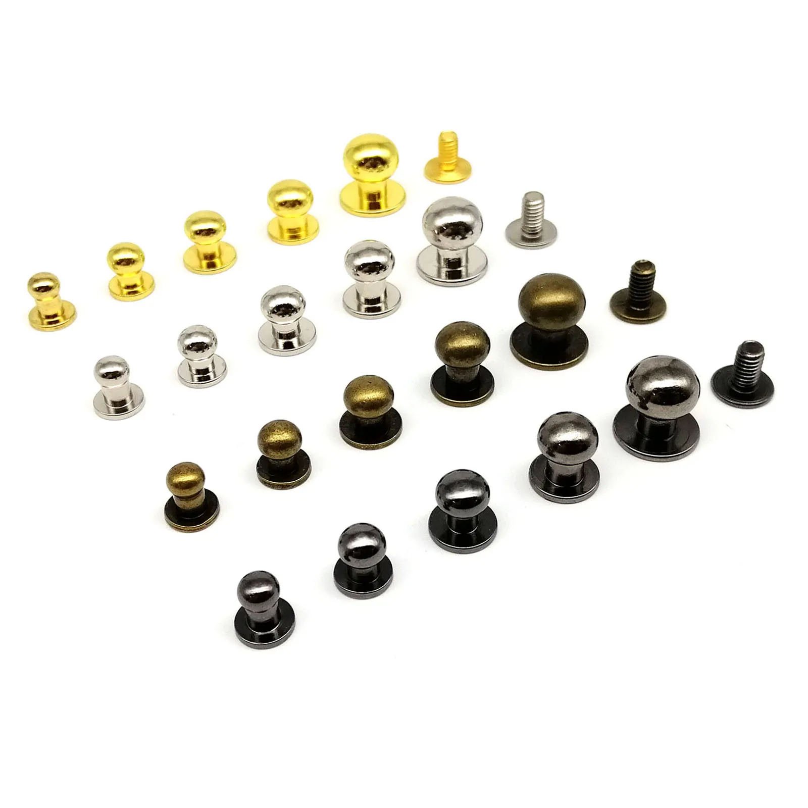 10 stücke 5/6/7/8/10mm Massivem Messing Kupfer Runde Kugelkopf Chicago Schraube Zurück Post Nippel Stud Nagel Niet Für Leder Tasche Geldbörse Gürtel – Detail 17