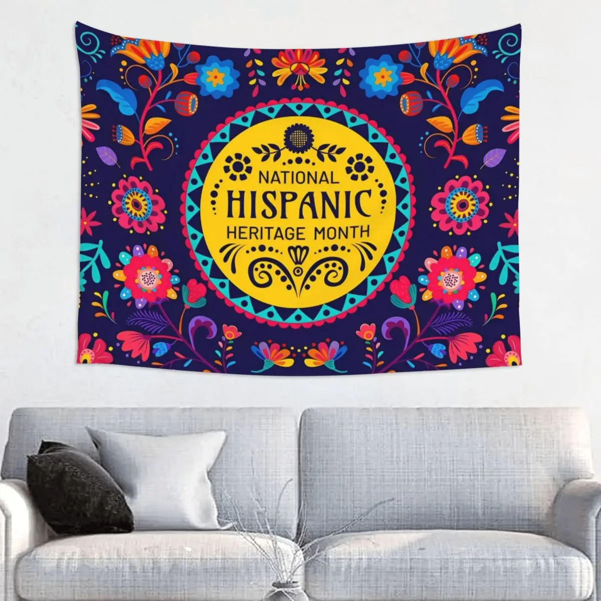 Celebrate Hispanic Heritage Month Tapestry Hippie Polyester Wall Hanging Room Decor Curtain Mandala Blanket