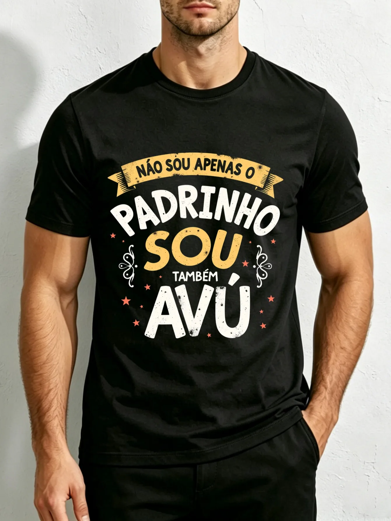 Casual Style Men's Round Neck T-Shirt, Loose Fit, Pure and Stylish, Versatile, Soft and Comfortable Fabric, Suitable for Daily Wear and Holiday Gifts. Text Design with 