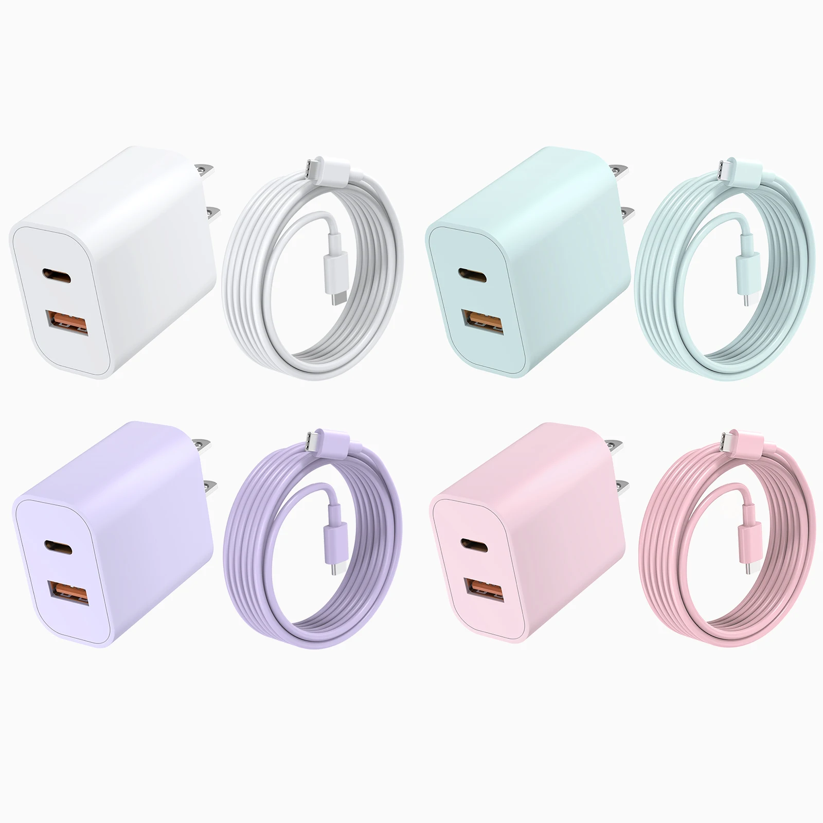20W Ultra Fast Charging Kit, Dual-Port USB-C Wall Adapter with 10FT/300 CM USB-C to C Fast Charging Data Cable