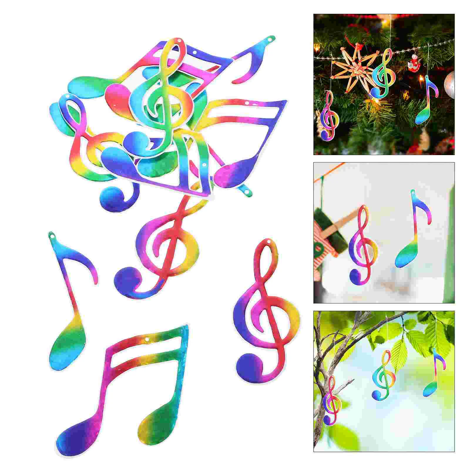 12 Pcs Hot Plated Colorful Musical Notes Christmas Tree Holiday Venue Pendant DIY Xmas Charms Plastic Party Ornament