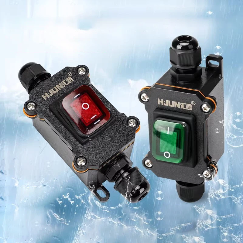 30A 4Pin 2/3 Gears High Current Connetor Outdoor Inline Power Cord 250V Marine Rocker Switch On Off Waterproof IP68 Junction Box