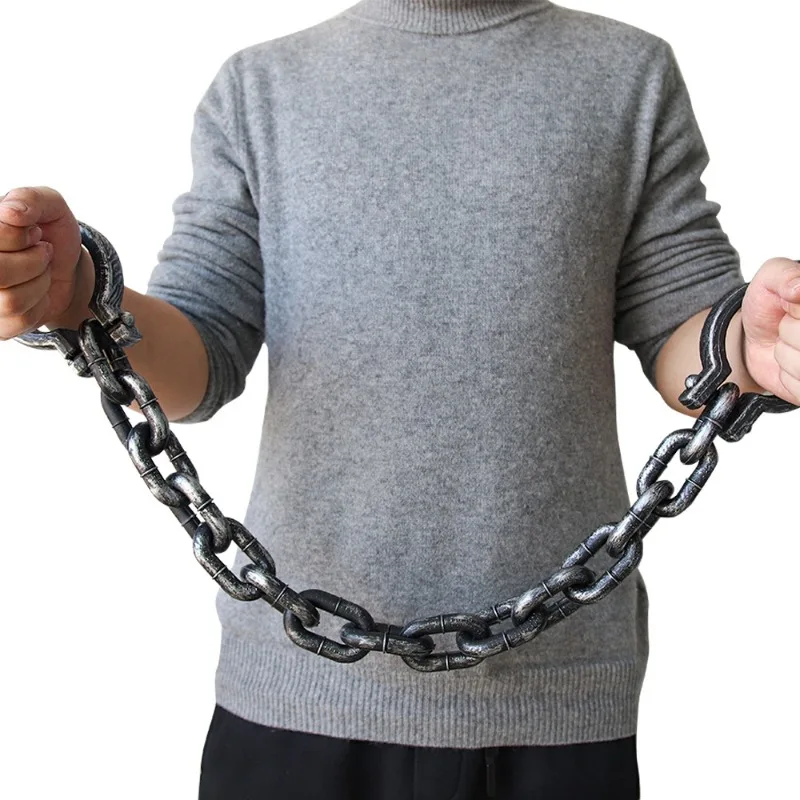 

Festival Plays Costume Halloween Prop Handcuffs Cosplay Toy Anklets Black Plastic Shackle Chain Halloween Play Accessories