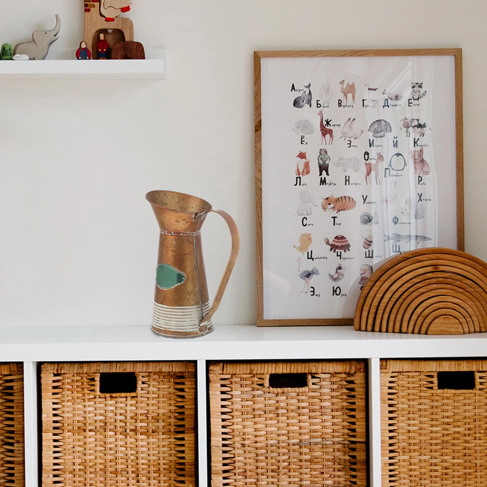 

Vintage Iron Vase Rustic Metal Flower Bucket For Arrangement Storage Flower Bouquets Bucket With Handle Retro Design Gardening