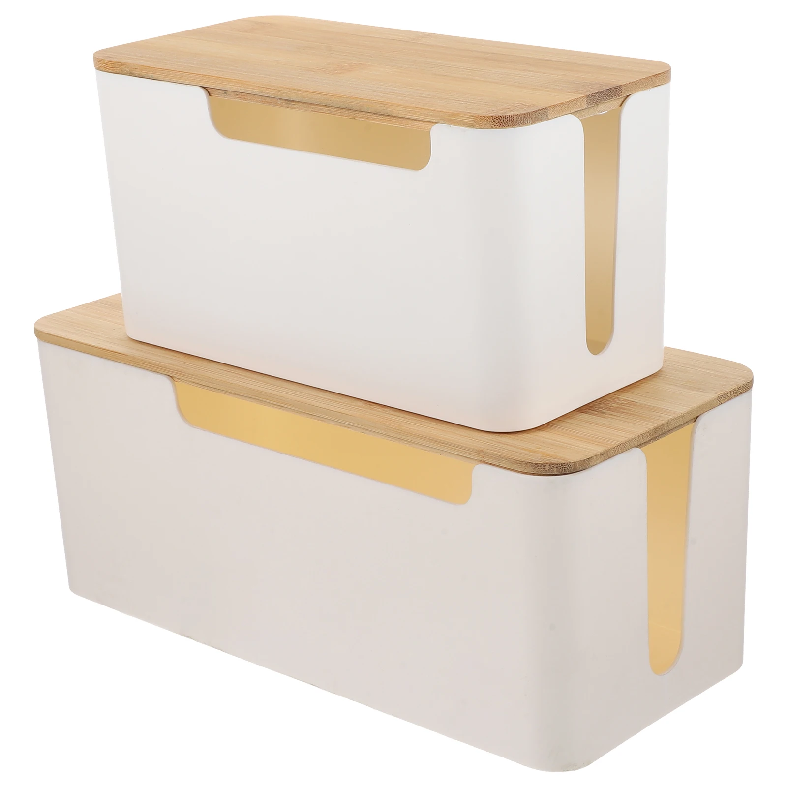 

2pcs Stable Durable Cable Management Box Detachable Storage Organizer for Power Cords Adapters Wire Desk Holder Cord Box