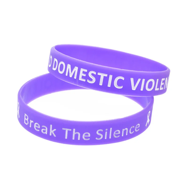 1 PC End Domestic Violence Break The Silence Silikonarmband Lila Sport-Gummiband – Detail 8