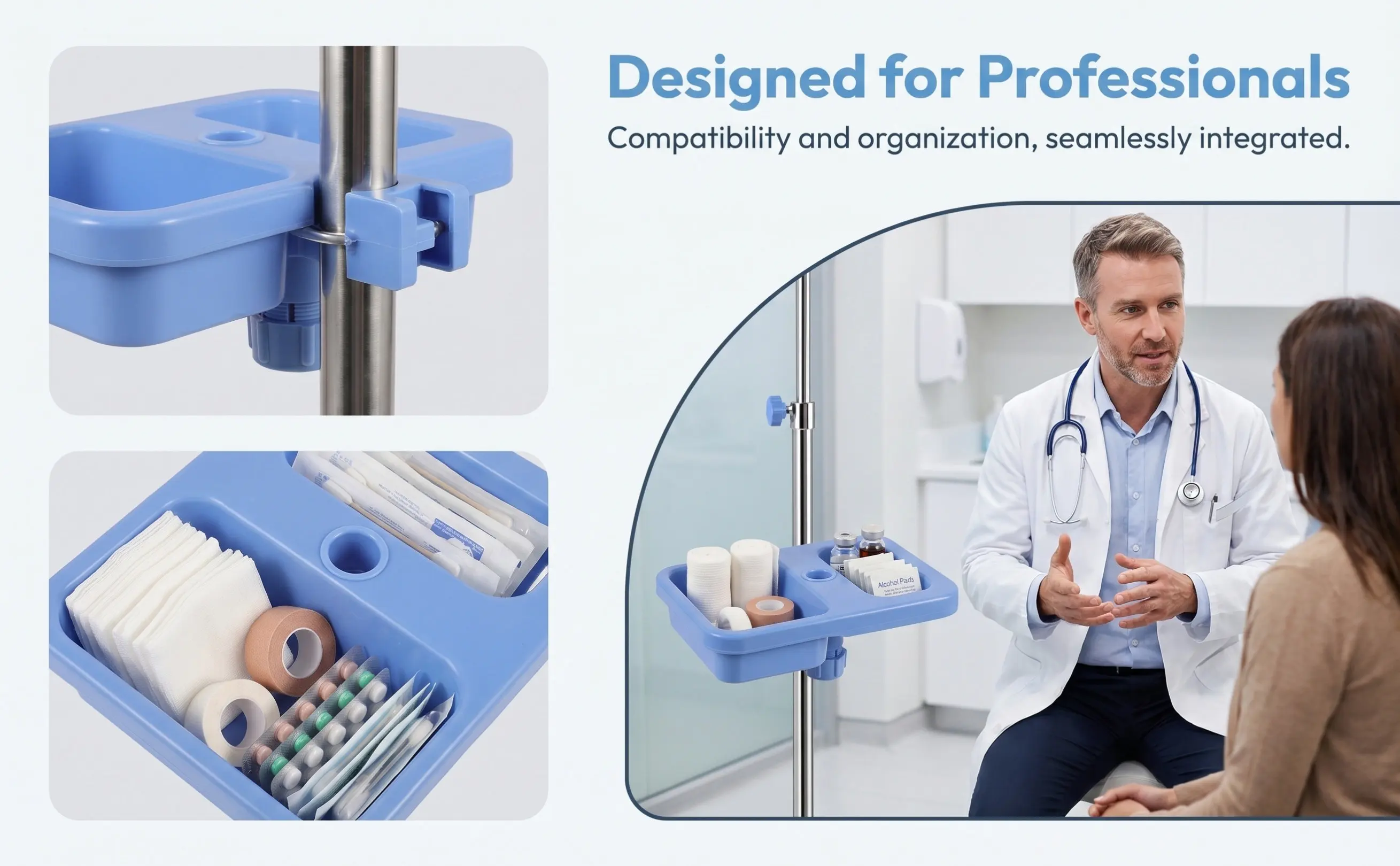 Infusion Stand Tray Versatile Drip Stand Storage Holder Enhanced Workflow Productivity Teaching Lab Infusion Support