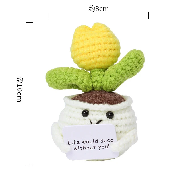 Süße gehäkelte emotionale Unterstützung gestrickte positive Energie Puppe handgemachte Kintted Puppe Auto Tisch Dekor Freunde Geschenk – Detail 8