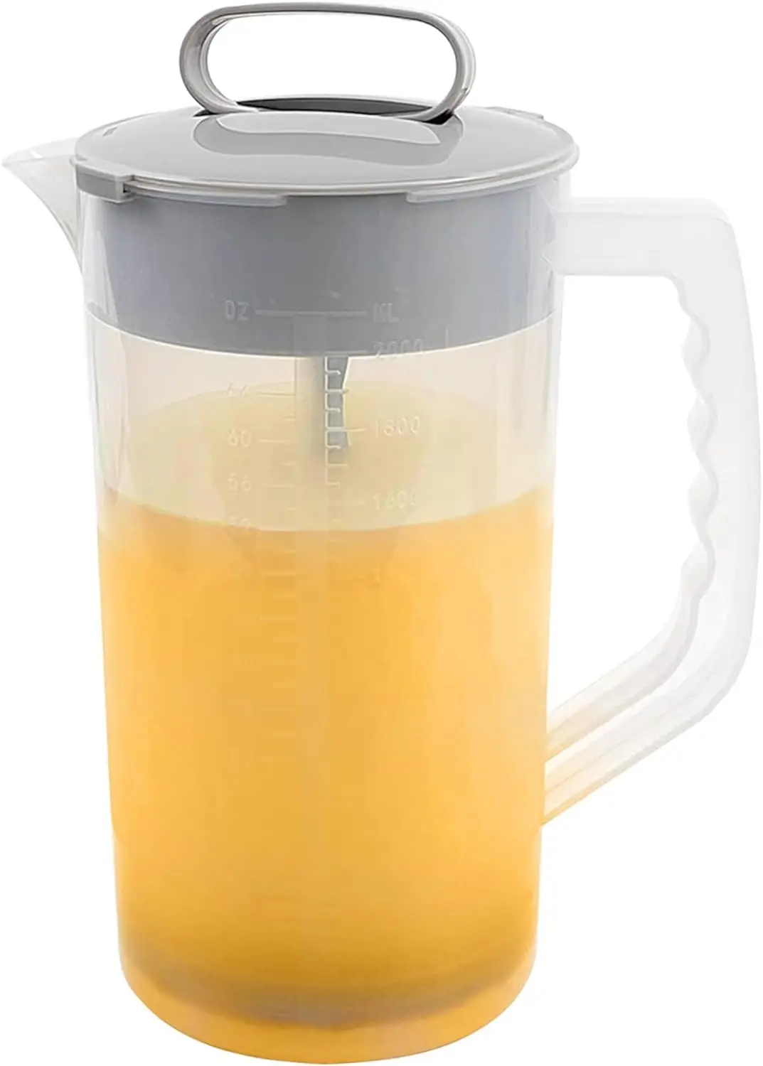 

Mixing Pitcher for Drinks 2 Quart/ 64oz Plastic Pitcher with Lid, Adjustable Mixer Plunger for Juice, Tea, Beverage Container