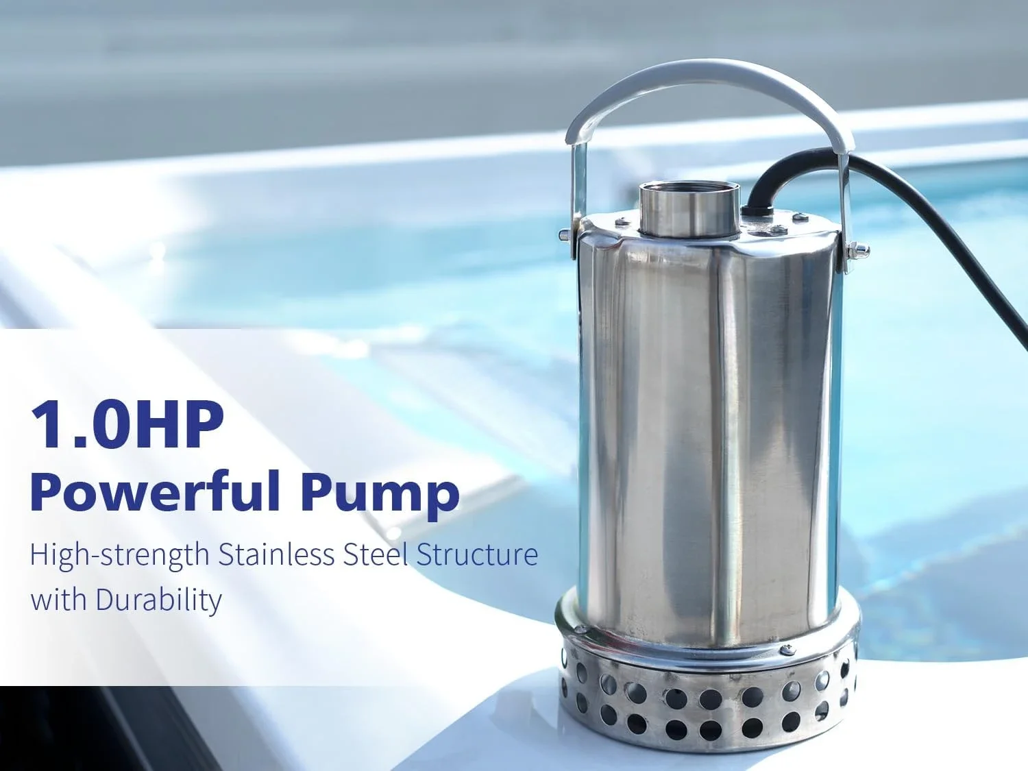 Submersible Sump Pump Full 304 Stainless Steel 4000GPH High Flow for Fast Water Removal Easy to Use in