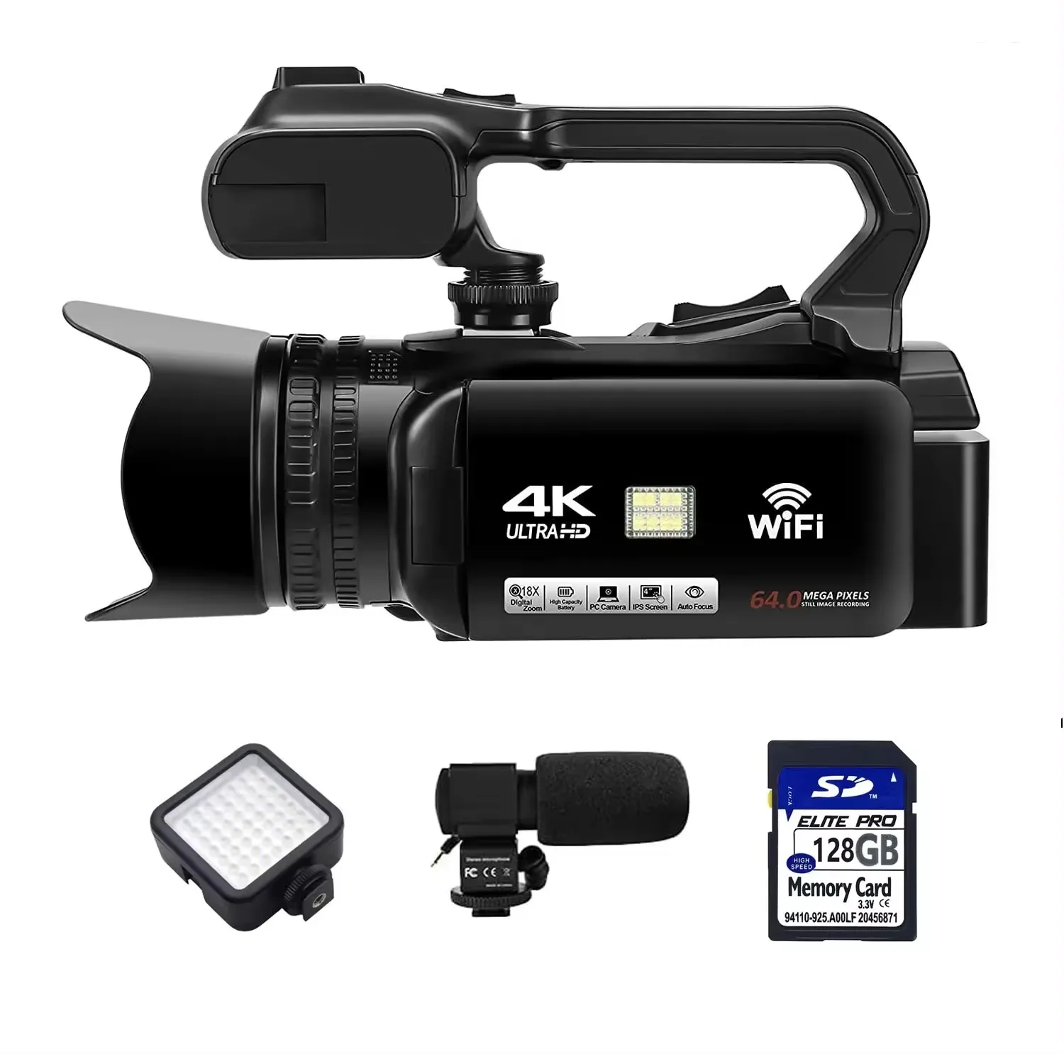 64MP 60FPS 30X Digital Zoom Camcorder 4K HD Digital Camera WIFI Camera for YouTube Live Streaming