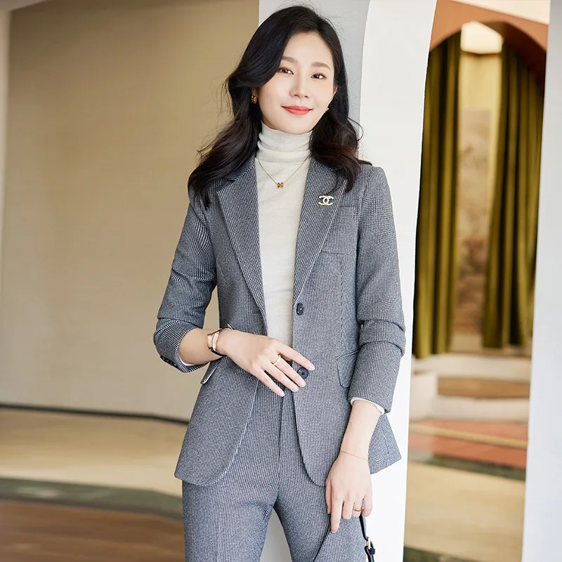 Business Suit Women's Spring and Autumn High-End Temperament Ladies' Suit Workwear Hotel Manager Workwear Suit Jacket