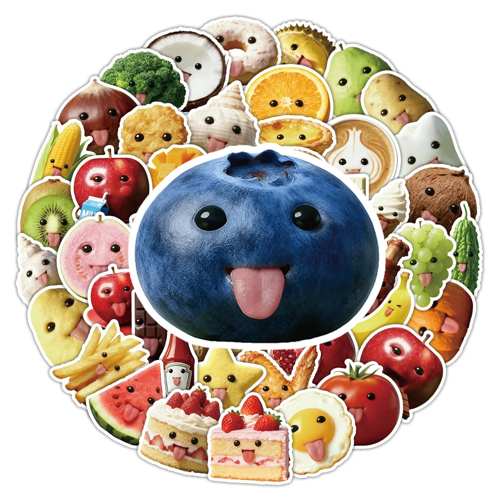 

10/30/50/100pcs Cartoon Abstract Food Meme Stickers Funny Tomato Cake Graffiti Decals Notebook Fridge Phone Cute Sticker Packing