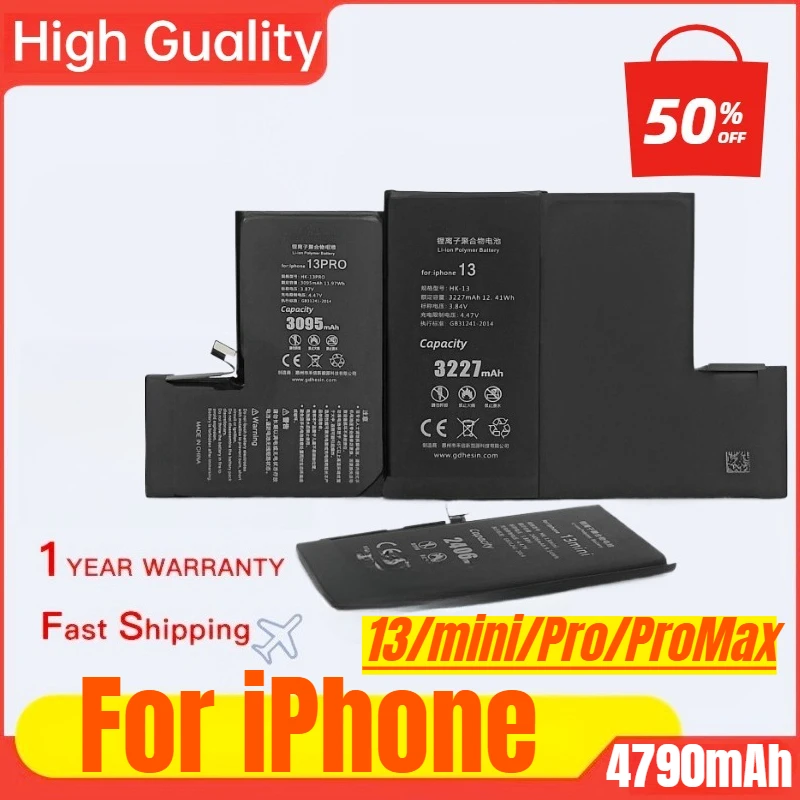New High-end Pure Cobalt Running Diagnostic Capacitance Battery Suitable for IPhone13/mini/Pro/ProMax Replacement Batteries