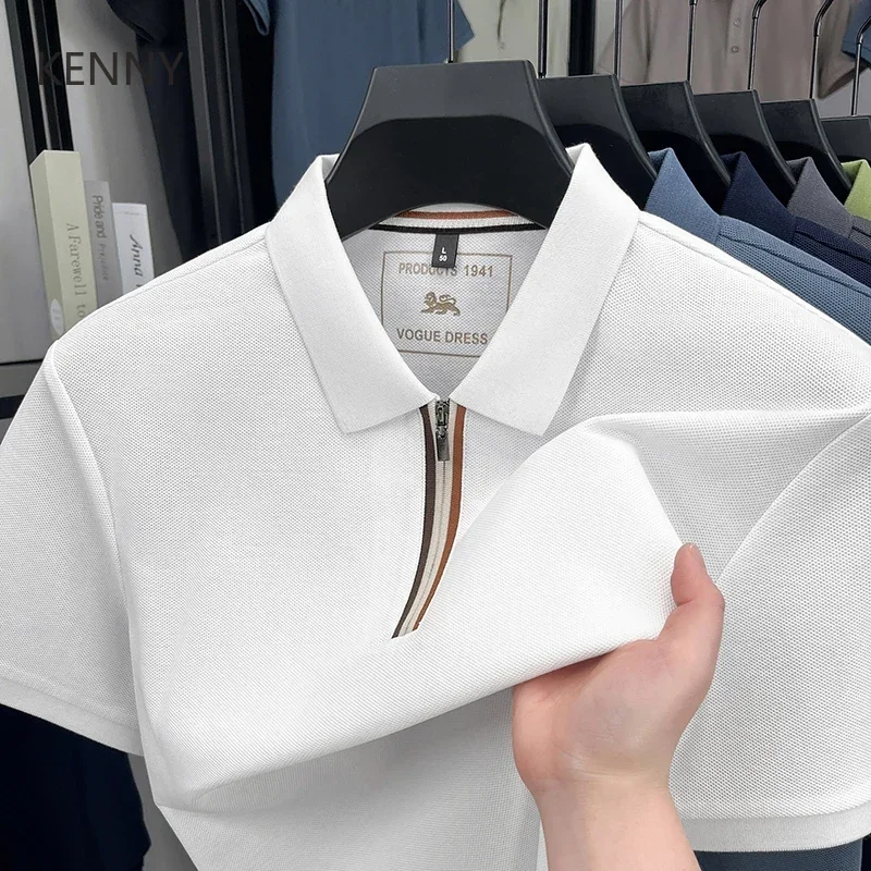 Luxury Men's Clothing Short Sleeve Polo Featured Placket Men T Shirts High Quality Mens Polo Shirt Men Men's Cotton T-shirt