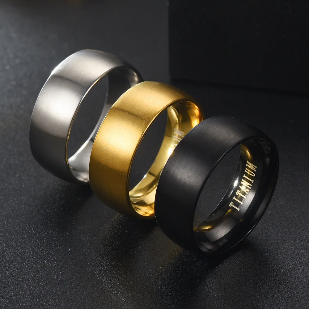 100% Titanium Rings Fashion Classic 8mm Black Color Matte Engagement Anel Charm Jewelry for Male Wedding Bands Gifts Wholesale