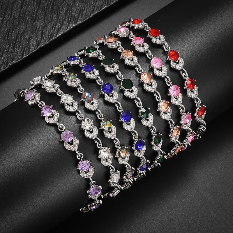 High Quality Niche Amethyst Zircon Flower Adjustable Bracelet for Women Fashionable and Elegant Birthday Party Jewelry Gift