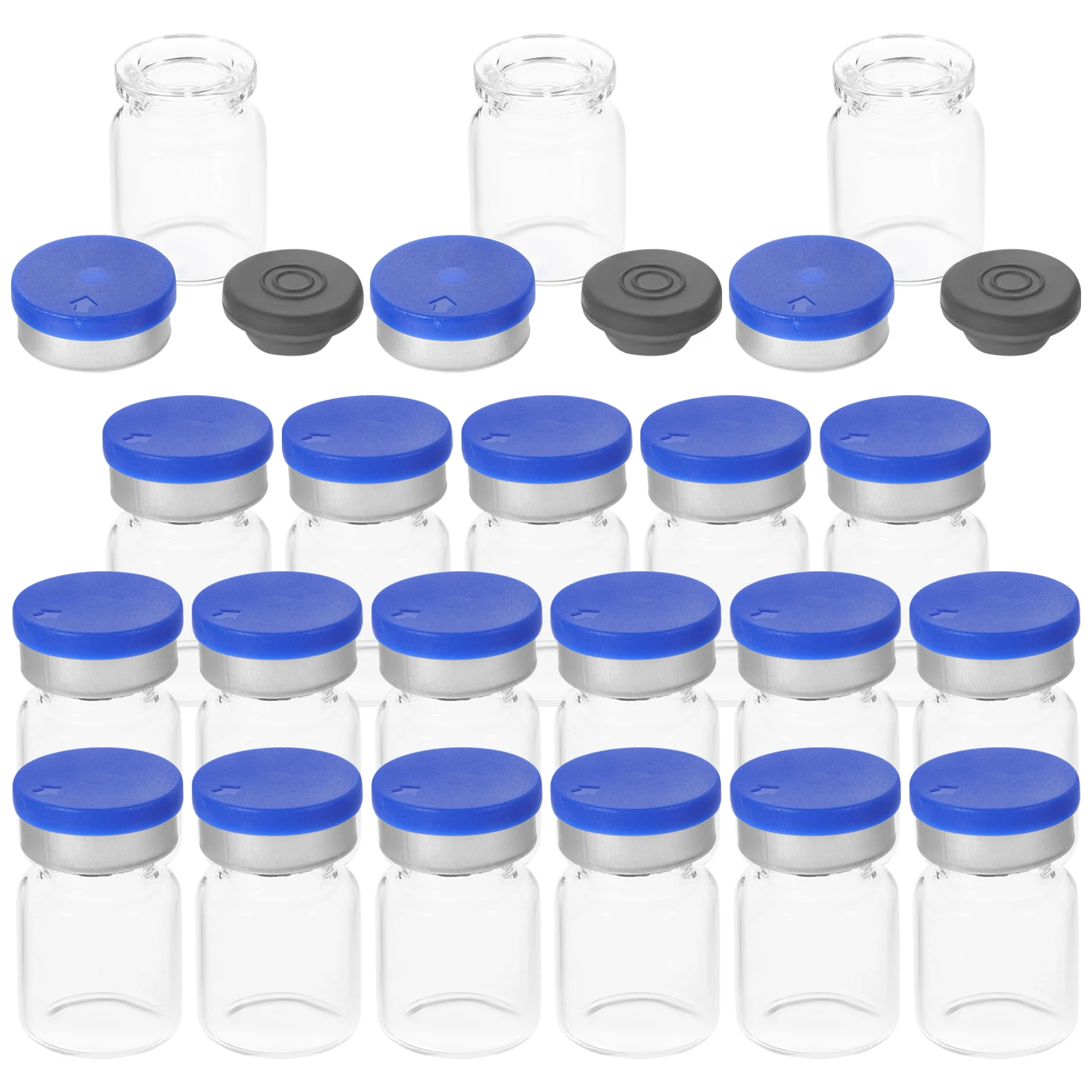 20pcs Clear 22x60mm 12ml Essential Oil Bottling Sample Storage Liquid Vial With Caps Powder Lab Glass Vial With Caps Bottle