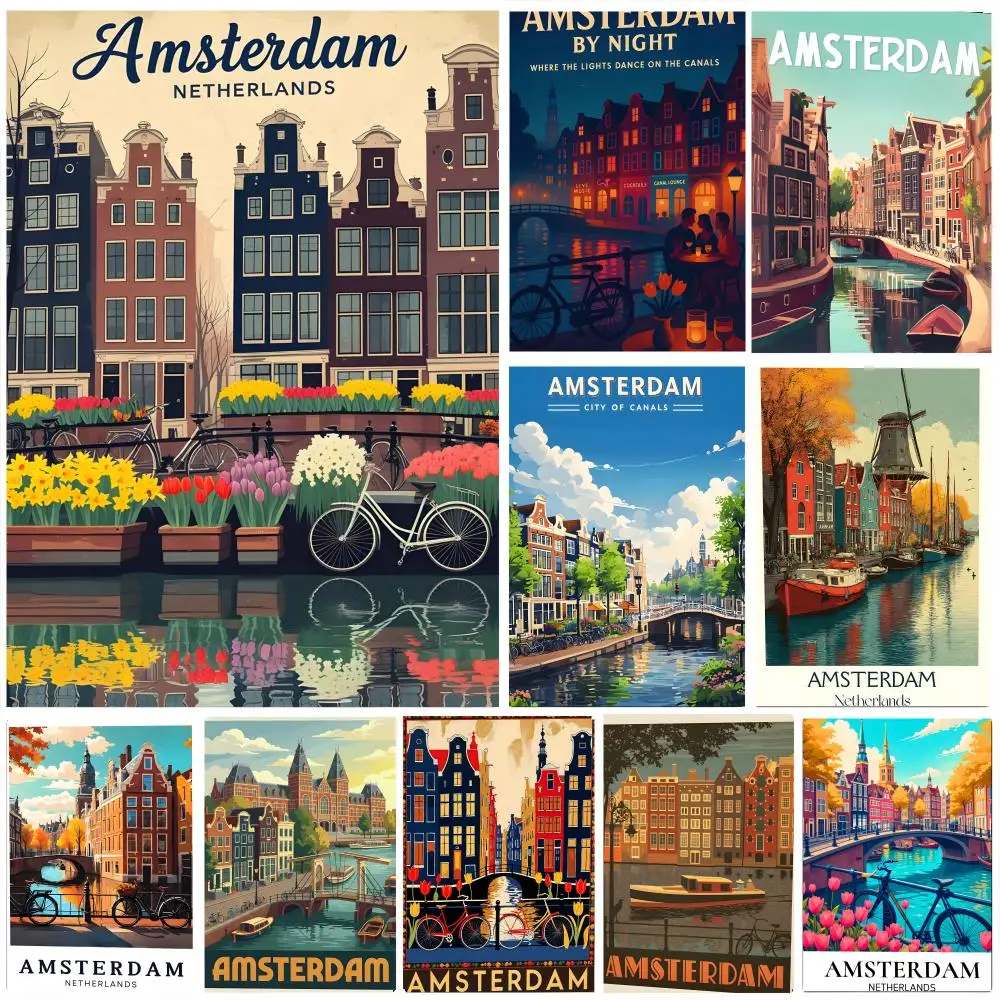 Poster Bedroom Home Decor Art Poster Perfect Gift for Family and Friends A-Amsterdam CanalS