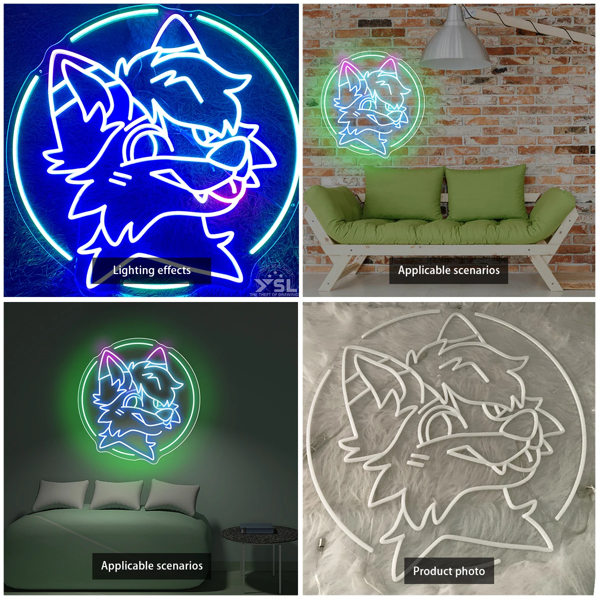 Cartoon Wolf Shape Neon custom-made for the boy's room cool decoration party festive atmosphere neon lights create atmosphere