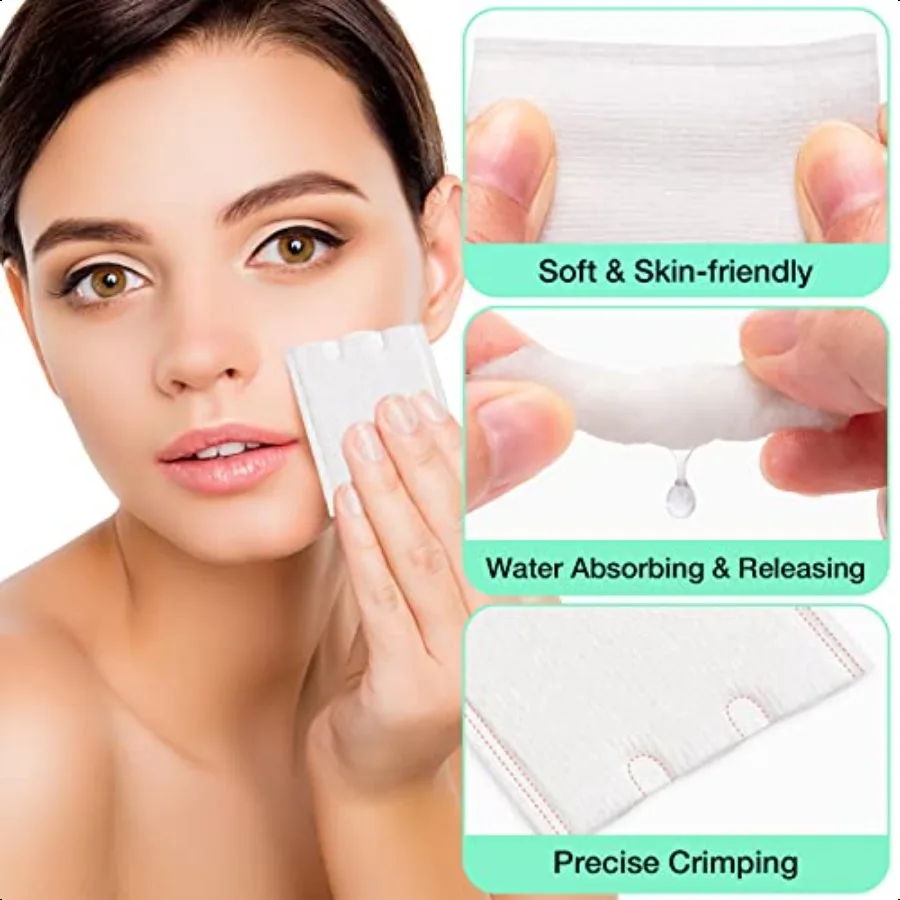 444PCS Square Cotton Pads for Face Ultra Soft LintFree Textured Facial Eye Makeup Remover Pads Face Pads Cleansing Cotton Squar