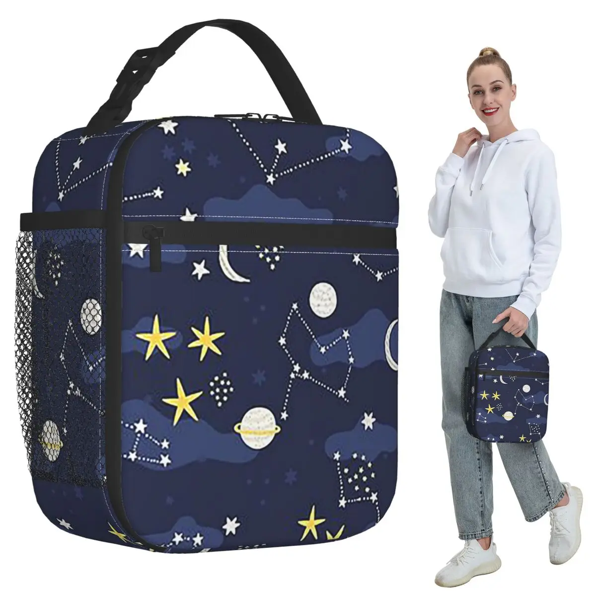 Galaxy Cosmos Moon Stars Astronomy Universe Insulated Lunch Bag for Women Office Cooler Thermal Food Box Tote Lunch Boxes