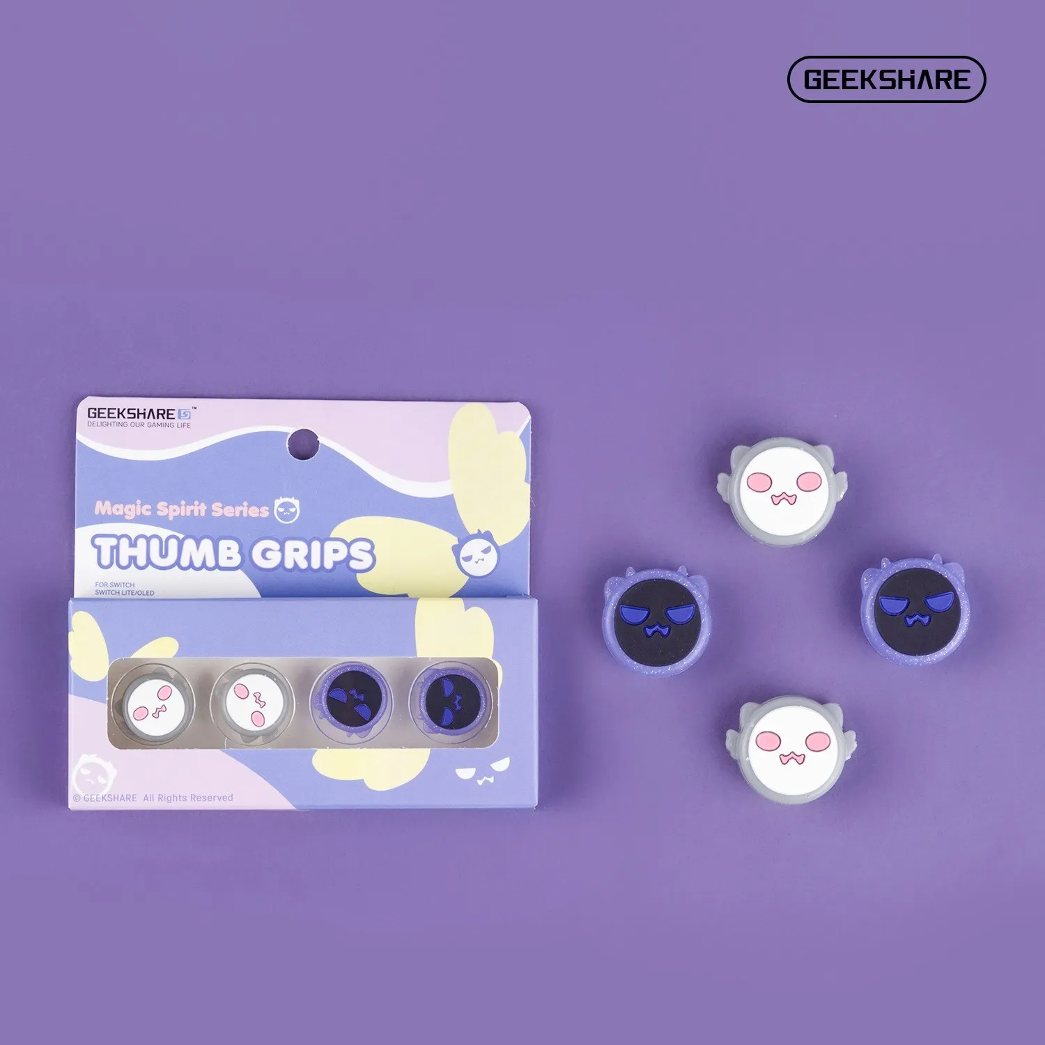 Geekshare-Tapas de agarre de pulgar para Ninetendo Switch/Oled/Lite, 4 piezas, cubierta de silicona para controladores Joy-Con, accesorios para Halloween Ghost NS
