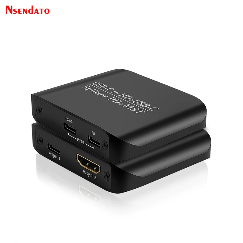 USB C To HDMI USB C Splitter 4K 60Hz HDMI USB-C Splitter 1 in 2 Out HDMI USB-C Splitter Adapter With MST PD for TV Monitor PC