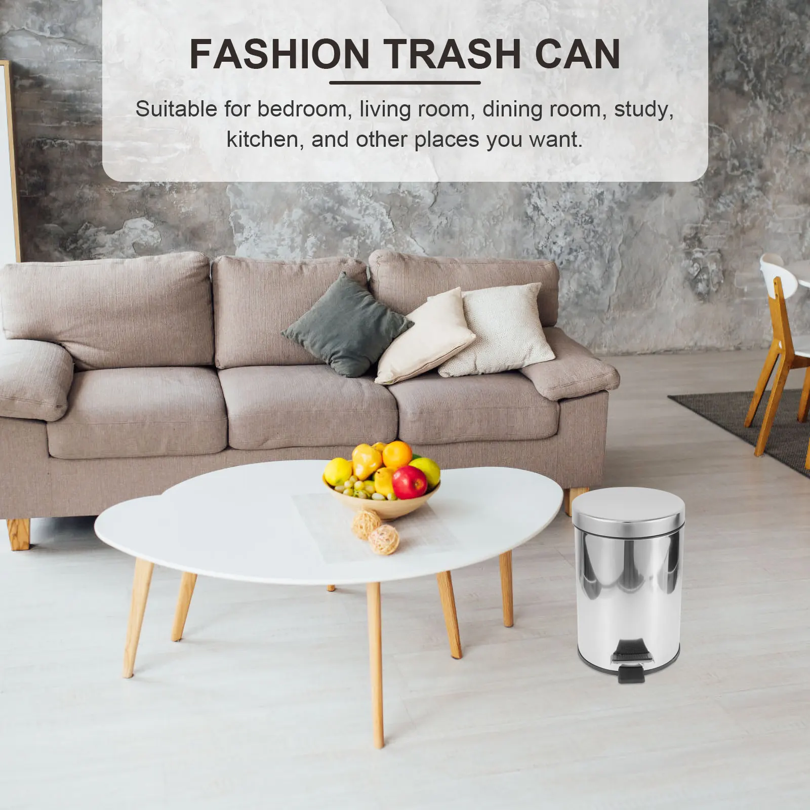 

Stainless Steel Pedal Type Trash Can Modern Rubbish Storage Container Household Waste Bin