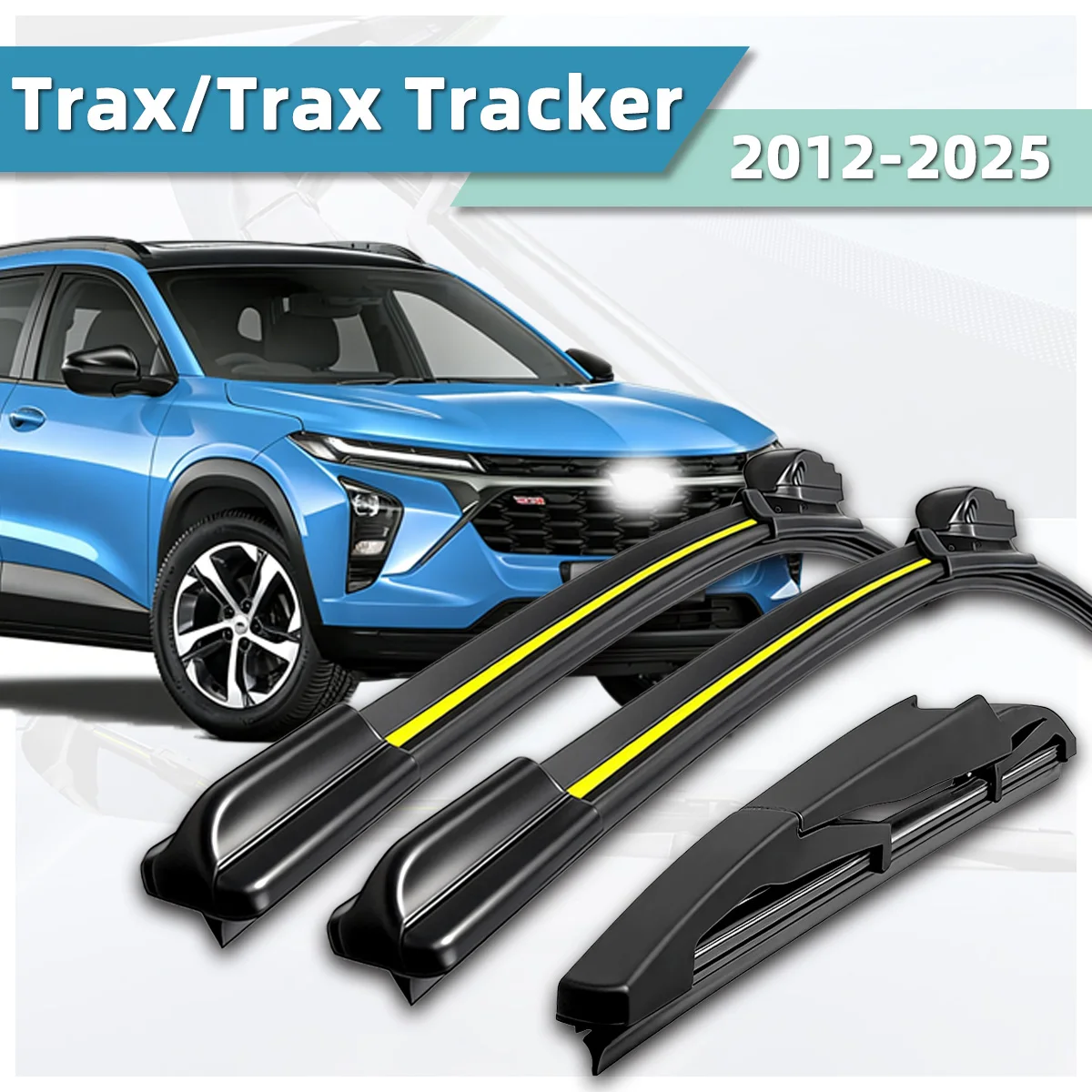 Scheibenwischer passend für Chevrolet Trax Tracker 2012-2025, Naturkautschukstreifen, Zubehör, Scheibenwischerblatt-Set für vorne und hinten
