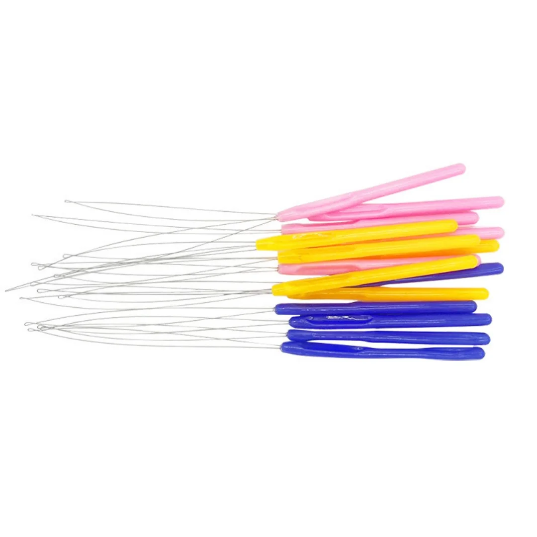 mixed color 24 pcs  rings loop tool loop threader pulling needle used with hair and beads for human hair feather extension tools