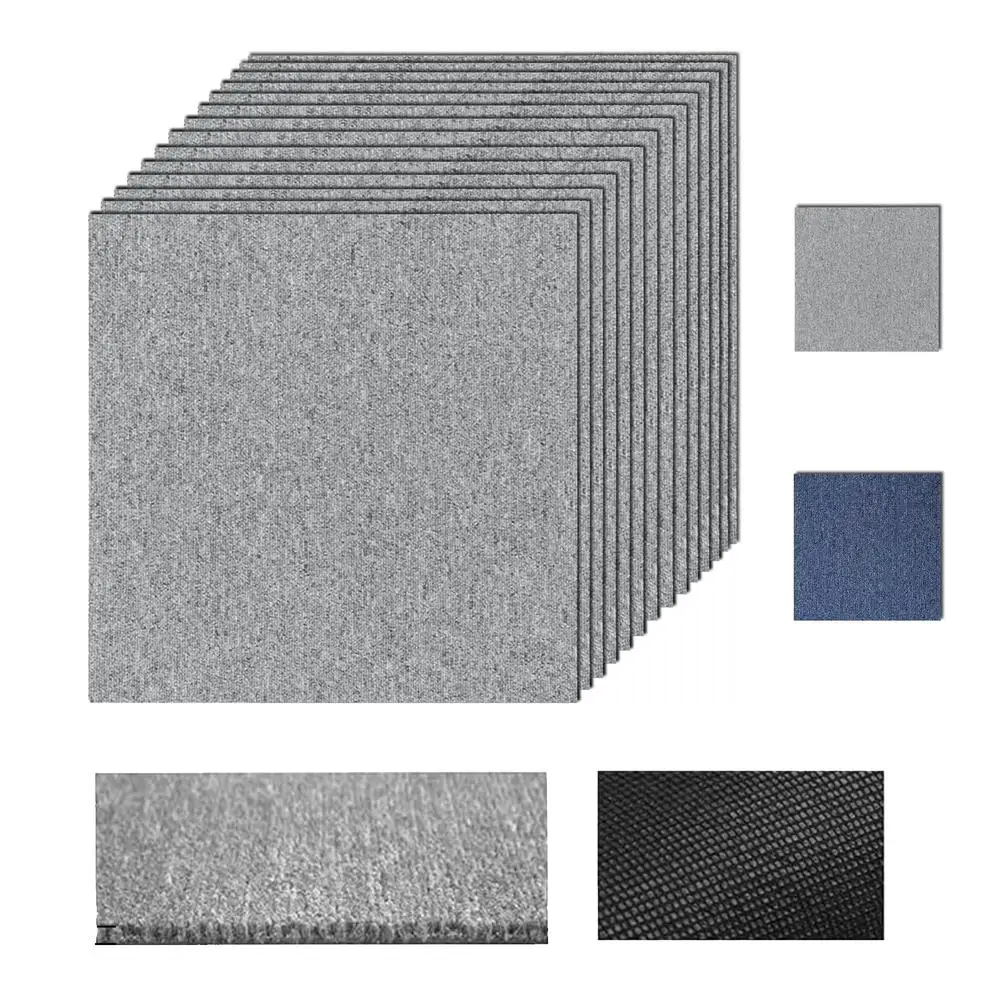 20 PCS Azulejos de carpete autoadesivos 20 '' X 20 '' Descasque e colar Tapete acolchoado antiderrapante cinza