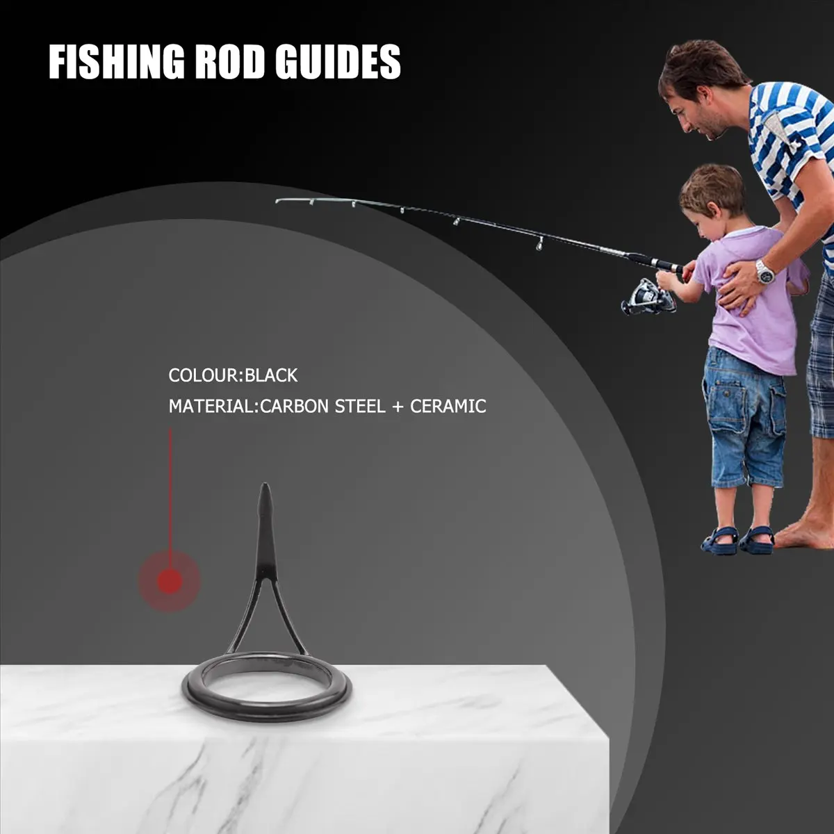 ABXY 8 Pcs/Set Fishing Rod Guides Tip Fish 5-18Mm Dia Pole Repair Kit Line Rings Eyes Set Rings Frame