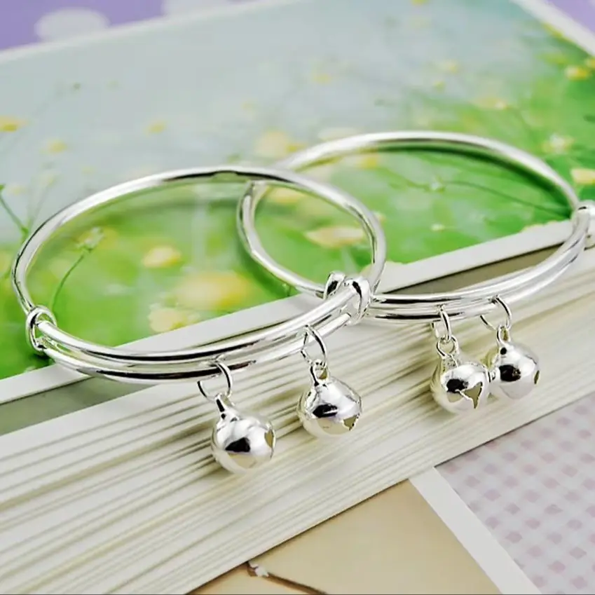 Pulsera de Plata de Ley 925 con Dije de Campana para Recién Nacido, Joyería Infantil para Baby Shower, Bautizo, Cumpleaños, Regalo Sentimental