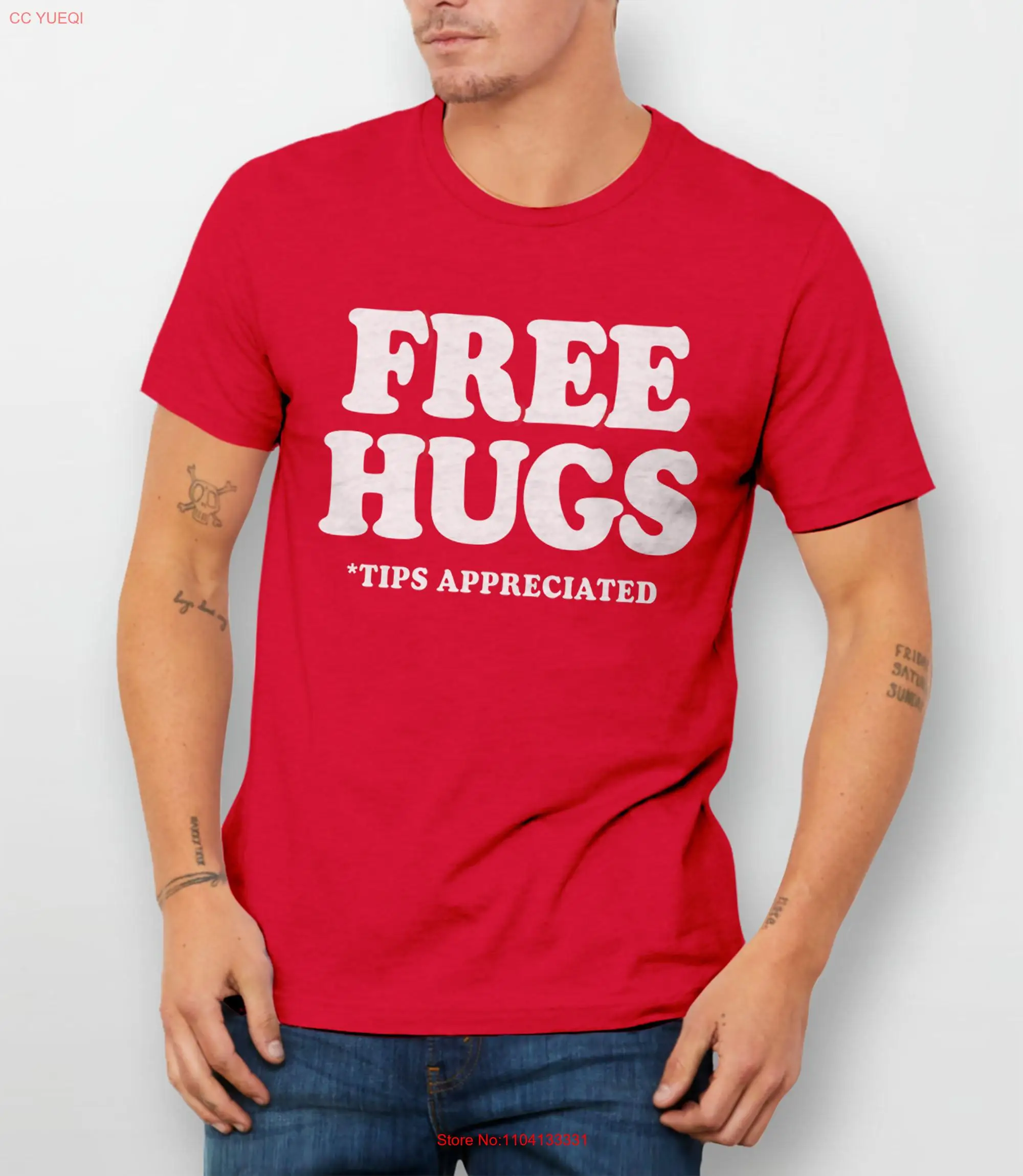 Funny Valentine T Shirt for adults valentine's day tee men or women free hugs guys valentines v tips appreciated