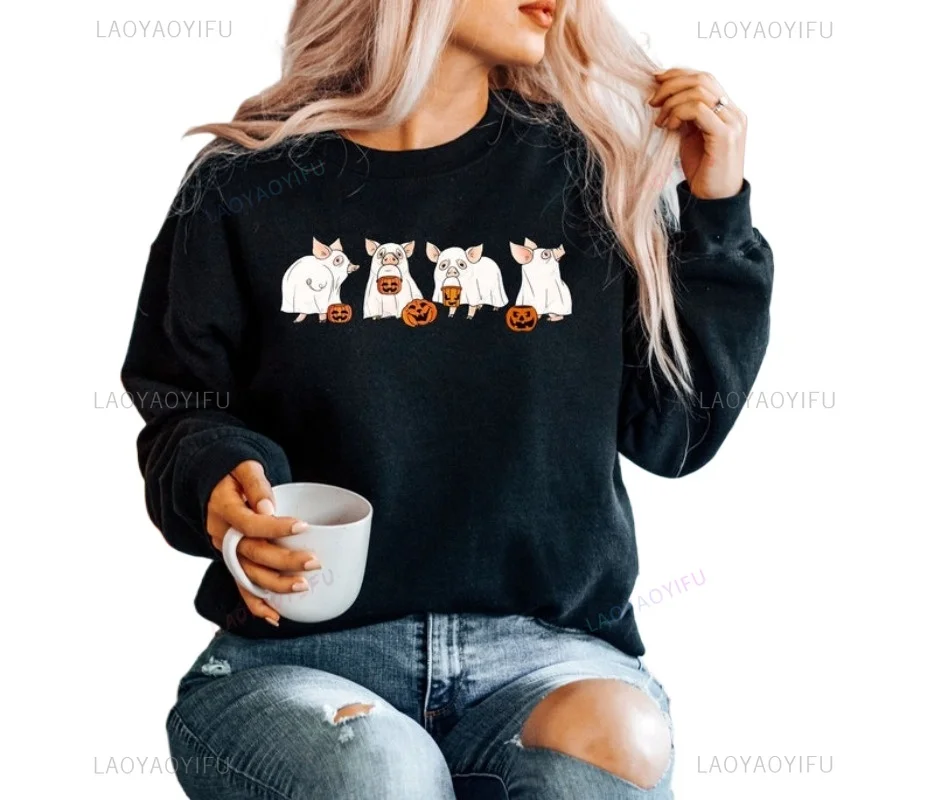 

Pig Sweatshirt Pig Lover Gift Funny Christmas Hoodies Round-neck Pullover New Year Party Jumper Personalized Clothing