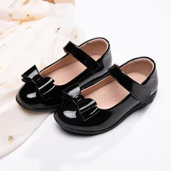 Childrens School Black Leather Shoes Girls Princess Performance Shoes for Student Kids Leather Shoes Top Quality 4 5 6 7 8-18T