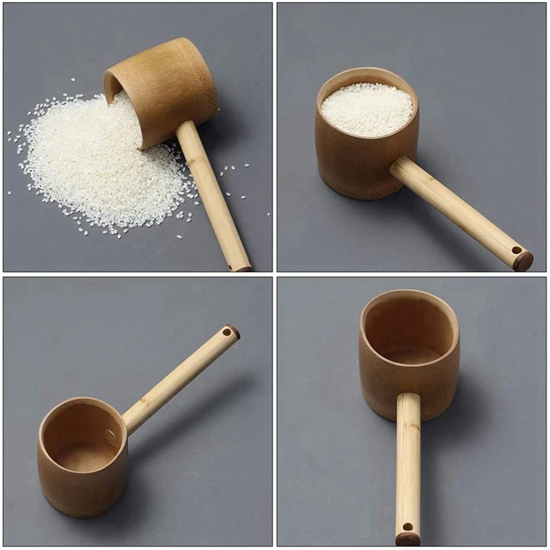 2X Bamboo Water Ladle Tea Water Scoop Bathing Dipper Ladle Sauna Ladle For Kitchen Garden