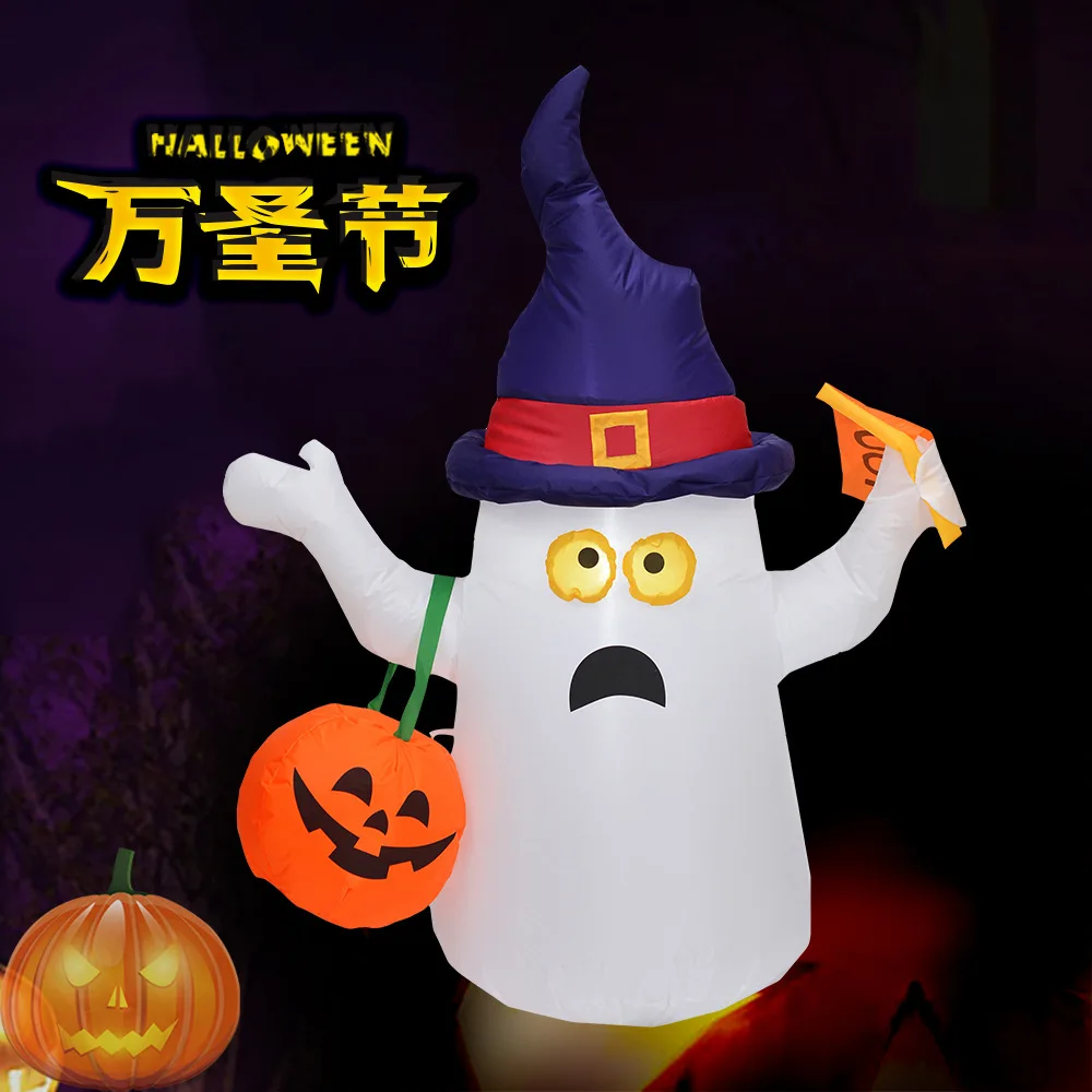 

LED Inflatable Halloween Pumpkin Inflatable Model 1.5m Pumpkin Ghost Halloween Decoration Ghost Festival garden lawn