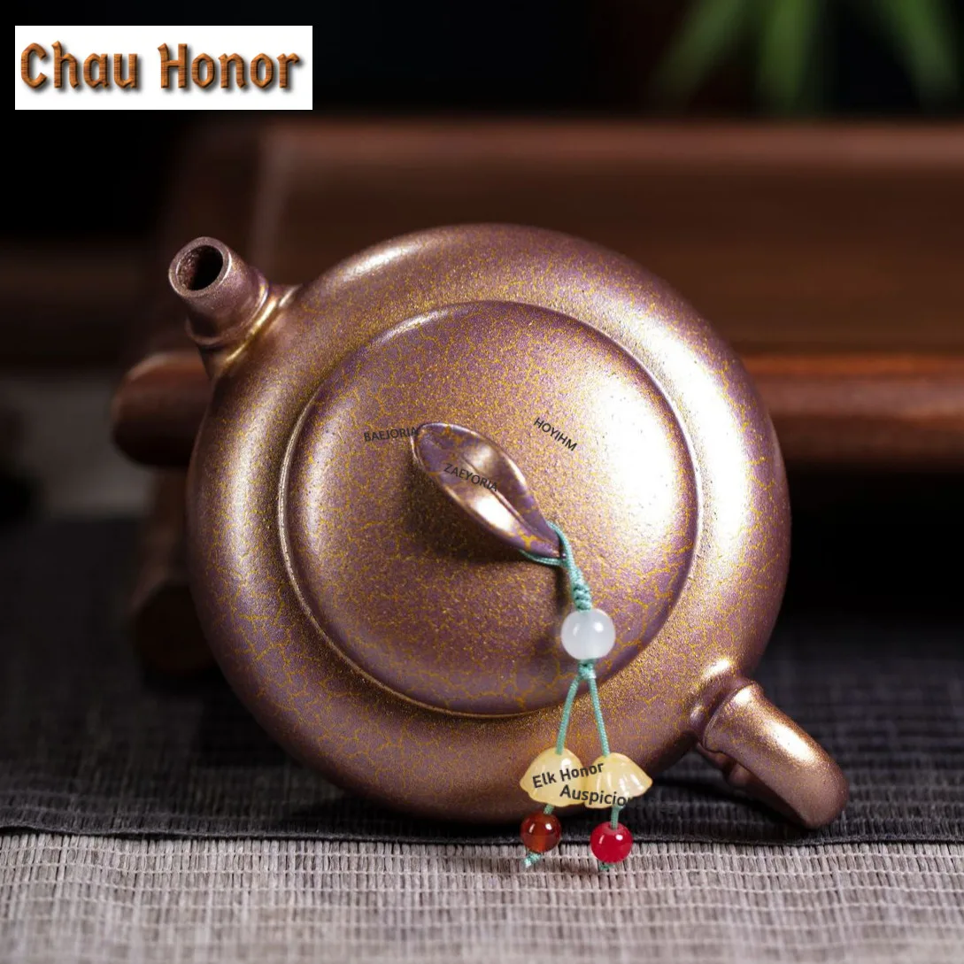 220ml Yixing Purple Clay Teapots Handmade Bamboo Sections Pot Raw Ore Shell Burning Mud Tea Brewing Kettle Zisha Tea Set Gift