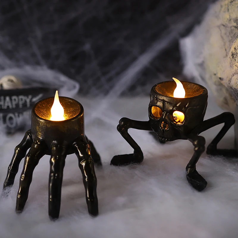 New Halloween Skull Lantern Atmosphere Setting Props Skeleton Foot Night Light Halloween Party Decoration LED Candle Light