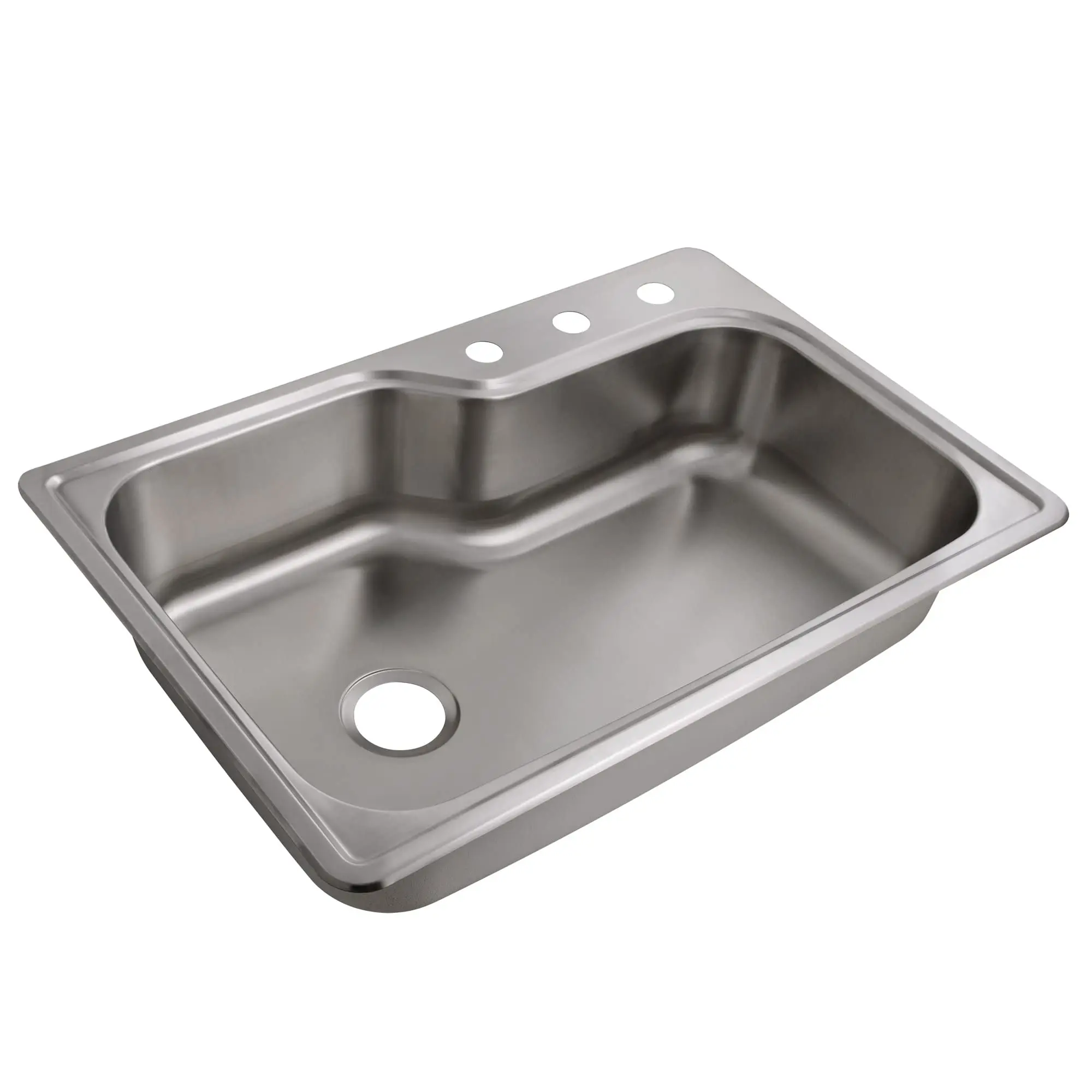 

Rectangular Single Bowl 33x22x8 Inch 18-Gauge 3-Hole Kitchen Sink Stainless Steel