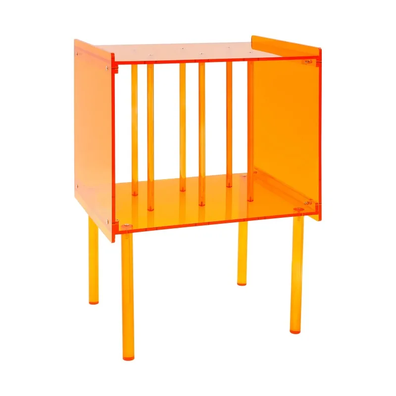 Acrylic Record Player Stand, 2-Tier Clear Vinyl Shelf Side Table with Storage, 44 Lbs Capacity for Turntable & Records