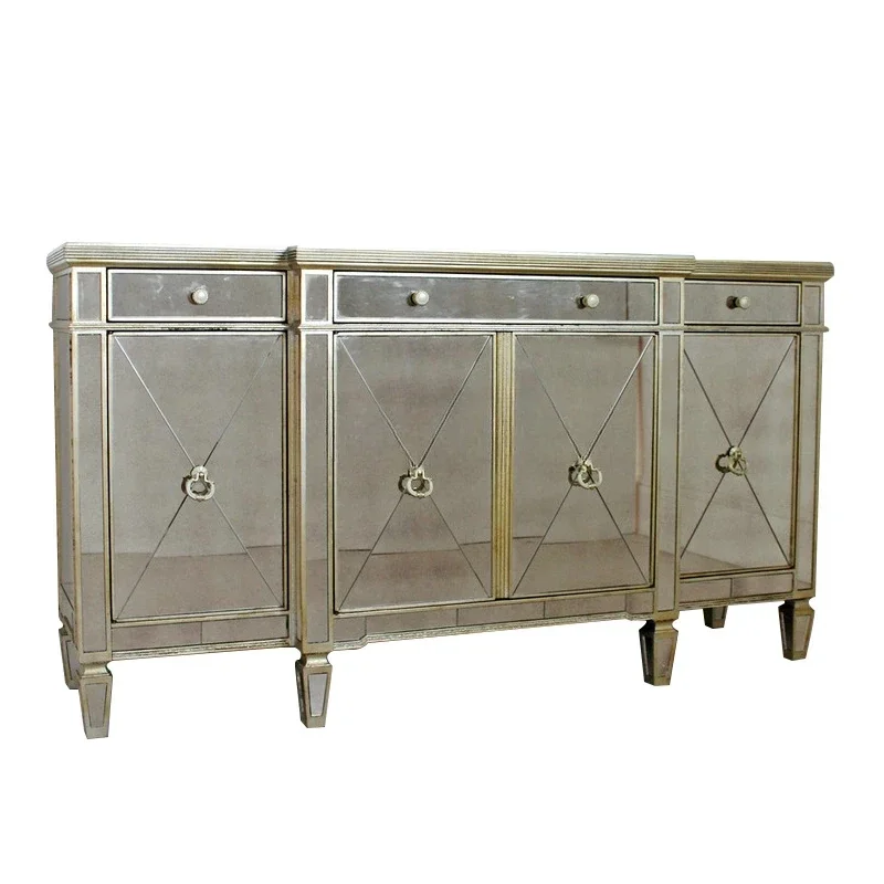 Neoclassical Sideboard Mirror Hallway Hall Cabinet Storage Curio Cabinet Entrance Cabinet