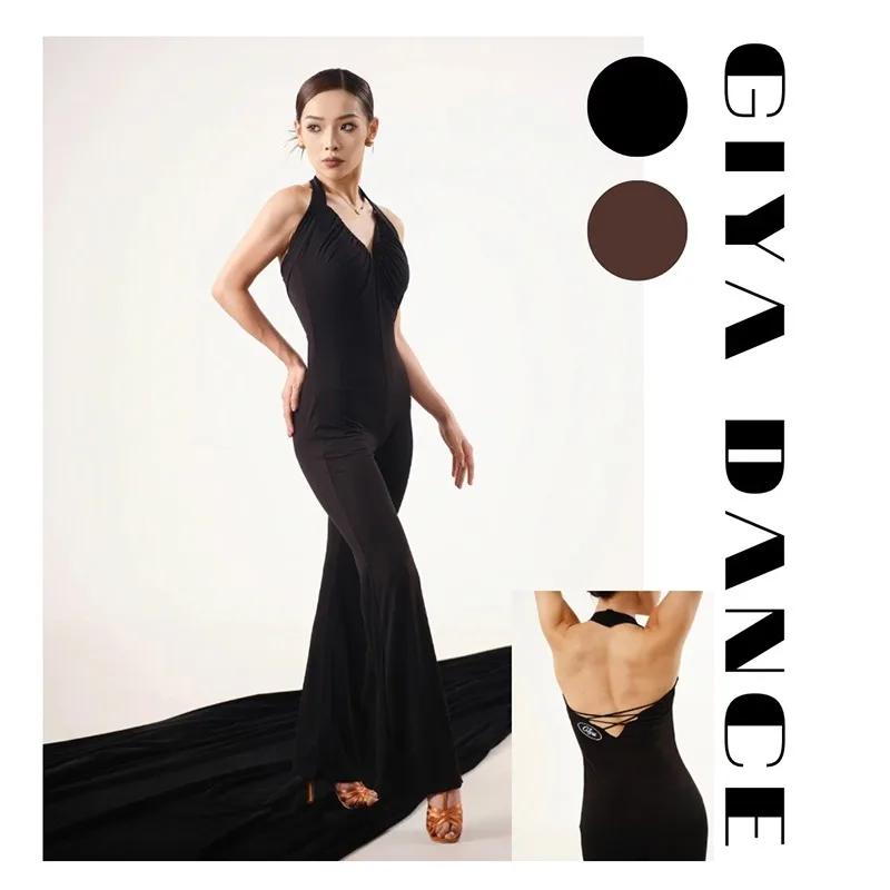 

Индивидуальный комбинезон GIYA, брюки, 2 цвета, треугольный шарф в сочетании с различными нарядами, платье для латинских тренировок, костюм для выступлений 2540