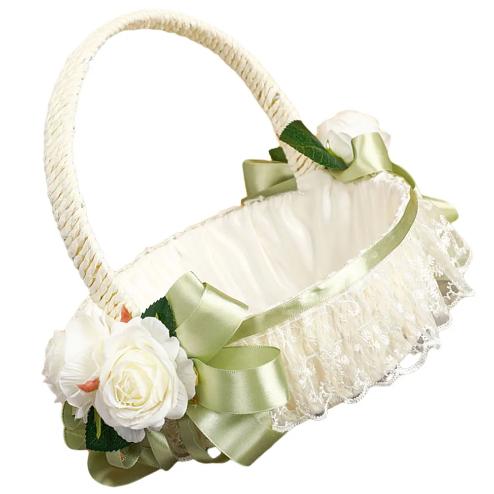 

Flower Girl Basket Small Wedding Baskets Light Green Decorative 5800 Storage Baskets for Flowers Petals Events