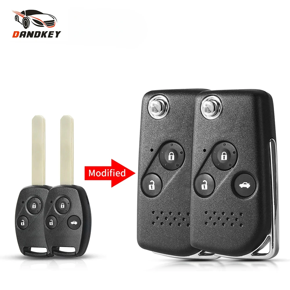 Dandkey 1PCS NEW 2/3 Buttons Key For Honda Accord Pilot Cr-V Civic Insight Ridgeline 2003-2013 Modified Folding Car Key Case