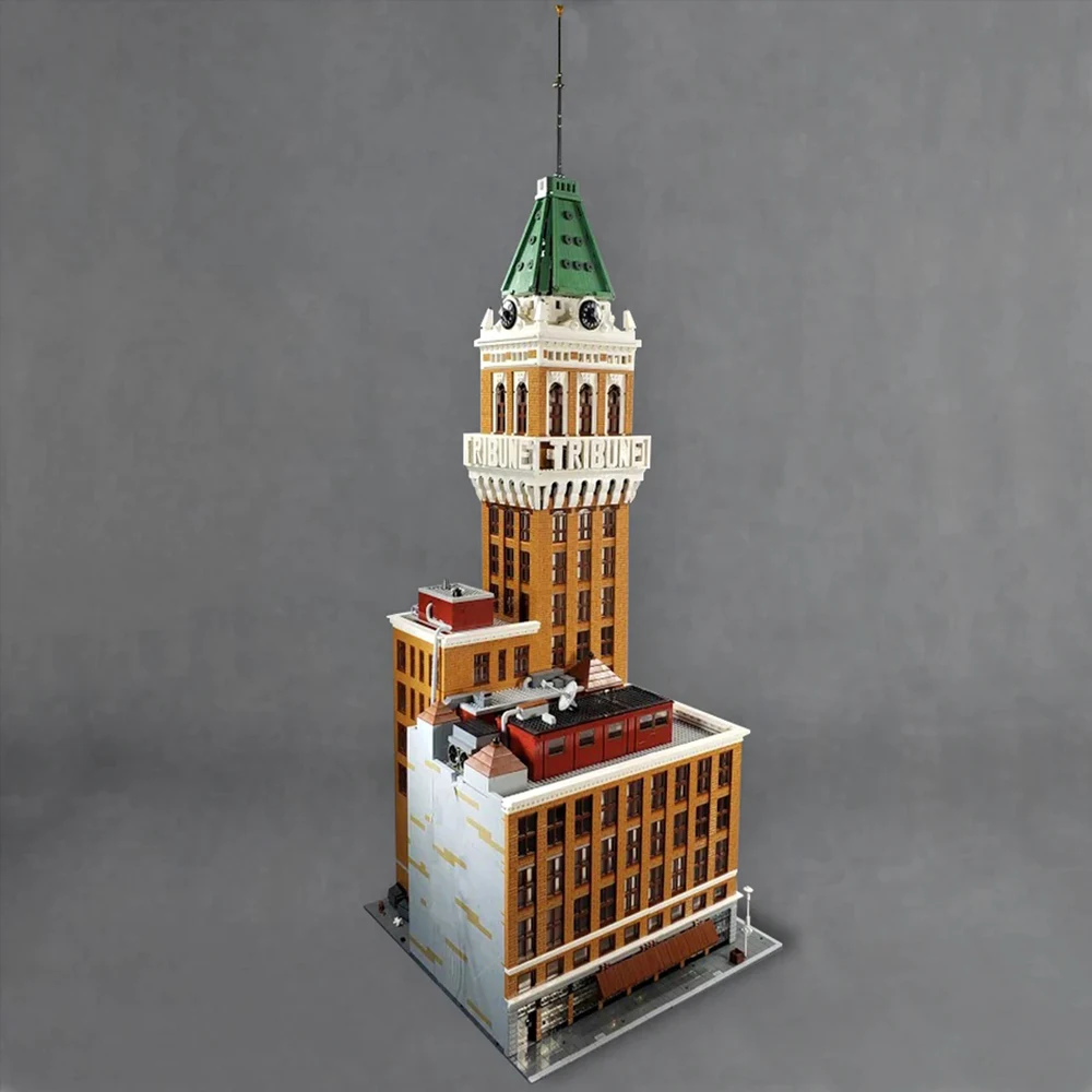 MOC Classic Architecture Tribune Tower Skyscraper Model Building Blocks Street view building house Bricks Toy Kids collect Gift