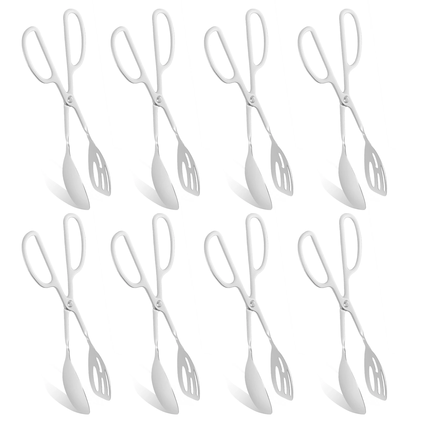 

8Pcs Buffet Tong Stainless Steel Food Serving Tong with Scissor Handle 10 Inch Hollow Out Food Clip for Dessert Steak Barbecue