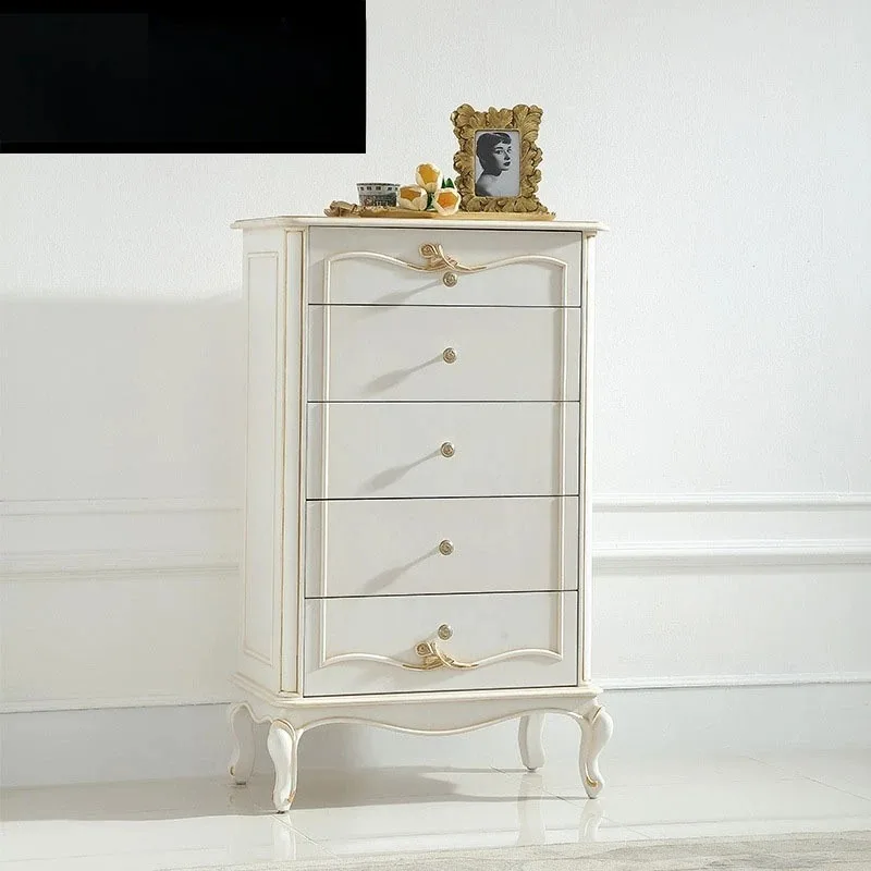 

French pastoral style European romantic small apartment birch chest bedroom storage cabinet locker furniture